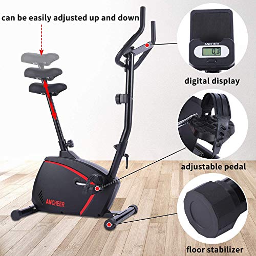 ANCHEER-Magnetic-Upright-Heimtrainer-Indoor-Cycling-Bike-mit-APP-Anschluss-10-Level-Widerstand-Super-Quiet-Stationaeres-Bike-fuer-Cardio-Training-zu-Hause-mit-verstellbarem-Sitz-Monitor-Raedern