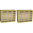 Akro-Mils 24-Drawer Plastic Drawer Storage Cabinet for Garage Organization, Bead Organizer, Building Bricks Storage, Teacher Toolbox, Makeup Organizer, 20-Inch W x 6-Inch D x 16-Inch H, 10124 Yellow