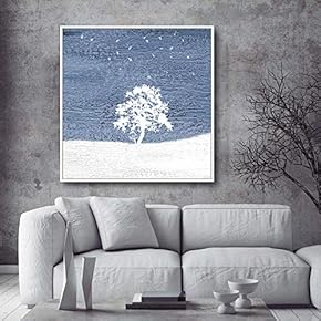 Framed Canvas Home Artwork Decoration A Lonely Tree Canvas Wall Art for Living Room, Bedroom - 16x16 inches