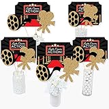 Red Carpet Hollywood - Movie Night Party Centerpiece Sticks - Table Toppers - Set of 15