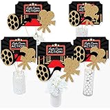 Red Carpet Hollywood - Movie Night Party Centerpiece Sticks - Table Toppers - Set of 15