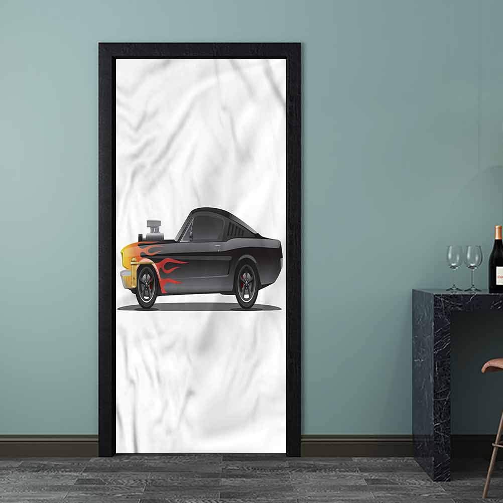 Amazon.com: 3D Door Mural Cars, Retro Supercharger Vehicle Removable