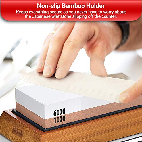 TATARA Japanese Whetstone 1000/6000 Grit Double Sided Knife Sharpening Stone With Honing