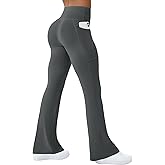 COPYLEAF Womens Yoga Pants with Pockets High Waisted Flare Leggings Bell Bottom Yoga Dress Pants Seamless Bootcut Pants
