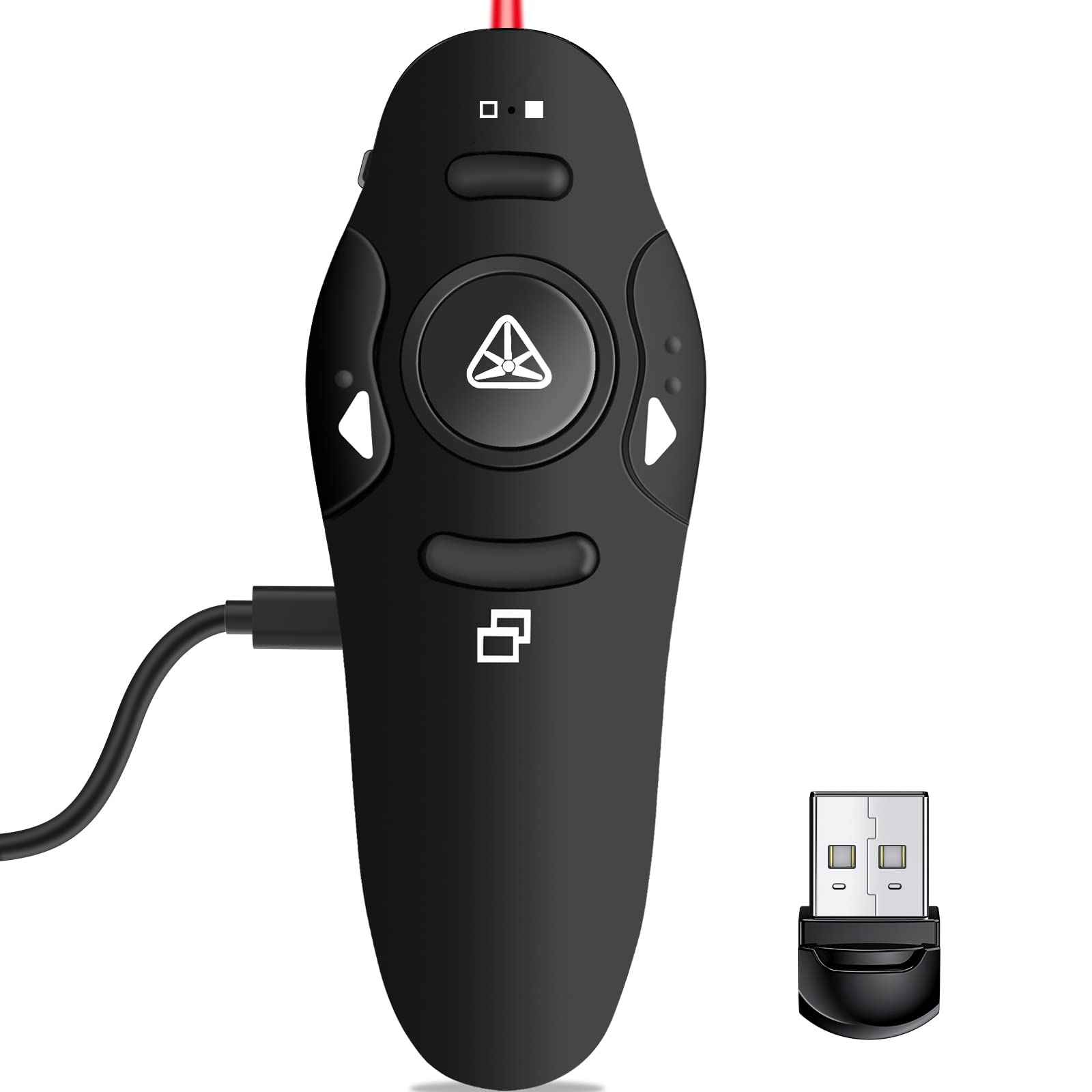 Rechargeable Presentation Clicker Wireless Presenter Remote USB Control Powerpoint PPT Clicker, Red Laser Pointer RF 2.4GHz Presenter Remote Slide Advancer for Computer/Laptop/Mac/Keynote