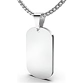 FUTPLOR Mens Stainless Steel Dog Tag Pendant Necklace,Simple Blank Pendant Necklaces Jewelry Gifts for Men Women, 24" Box Chain