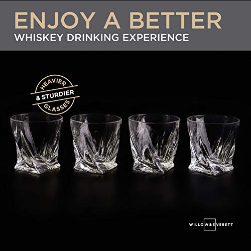 Whiskey Glass Set of 4 with Stones - Twisted Shaped Old Fashioned Whiskey Glasses and Bonus Granite Whiskey Stones - Great for Scotch and Bourbon - Thumbnail 5