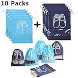 Household Travel Dust-proof Shoe Organizer Bags,Drawstring,Transparent Window,Cherioll Pack of 10