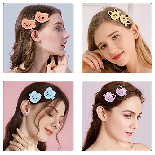Jaqakid 12 Pack Embroidery Cute Animal Fully Lined Alligator Hair Clips