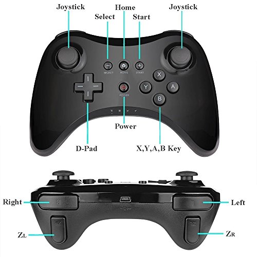 Wireless Wii U Pro Controller for Wii U Gamepad Joystick - Black