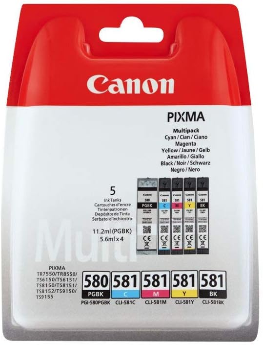 Canon PGI-580 CLI-581 Black Cyan Magenta Yellow PGBK 5 Cartridge Pack