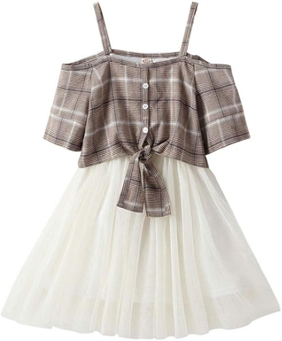 Amazon ドレス 女の子 ワンピース レース スリング 韓国子供服1 130 150cm 半袖 チェック柄 プリーツスカート 発表会 結婚式 キッズ 夏着 スウィート お出かけ 遠足 通園 通学 160 ワンピース チュニック 通販