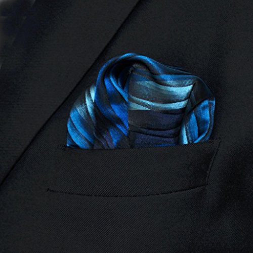 Shlax&Wing Ripple Navy Blue Pocket Square Mens Hankies Hanky Classic Large