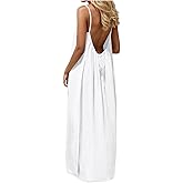 SCRRMZO Backless Cami Dresses for Women Cami Lounge Dress Backless Sleeveless House Dress Long Sundress with Back Tie