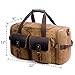 SUVOM Canvas Duffle Bag Genuine Leather Weekend Bag Carry On Travel Tote Duffel Weekender Luggage Oversized Holdalls Handbag for Men and Women with Padded Shoulder Strap(Coffee)