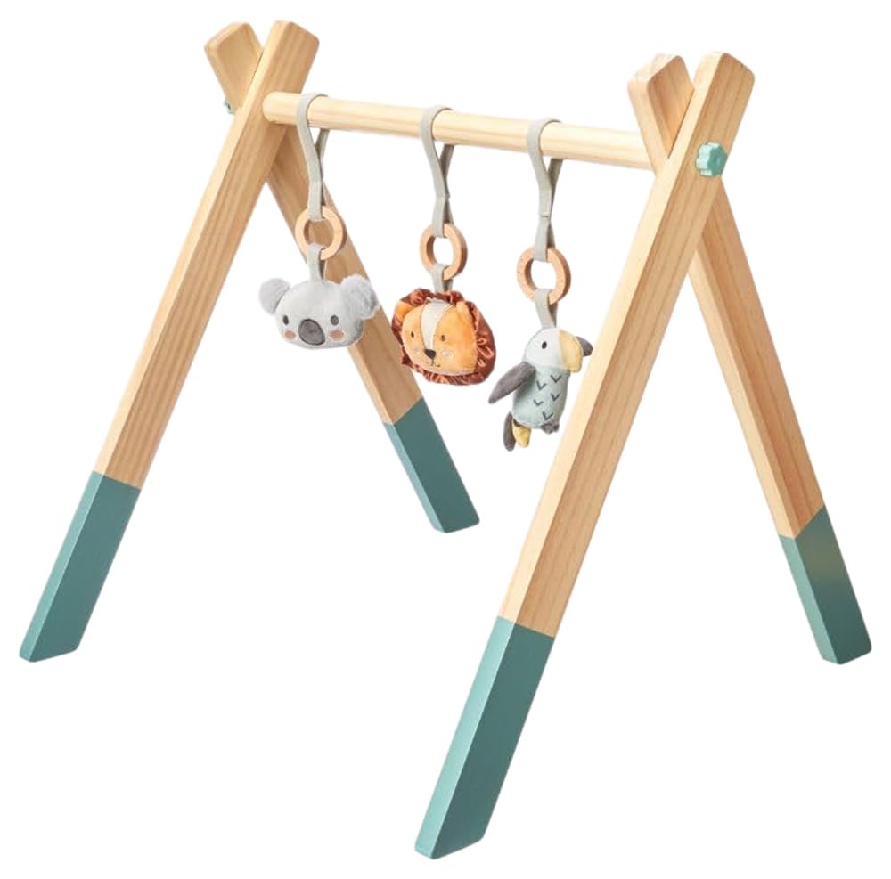 Nuby Animal Adventures Wooden Play Gym – Activity Baby Suitable from Birth with Toys for Sensory Development, One Size