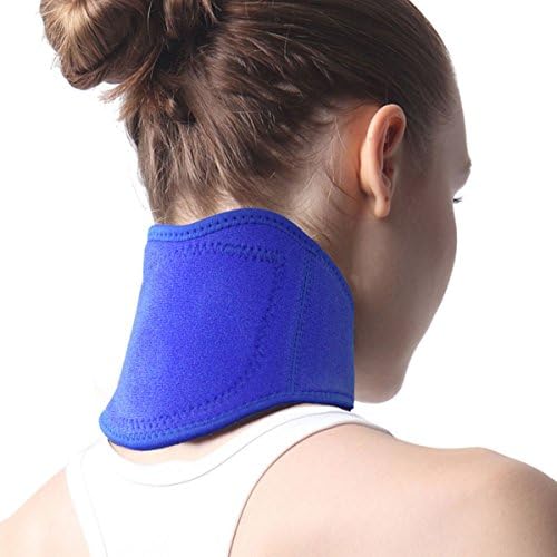 Angels Club Self Heating Neck Wrap Heat Brace Support Strap Pain Ache Relief Collar Strain (Blue)