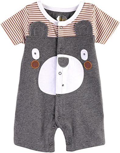 Mini Bitty Boys Bear Cartoon Short Sleeve Romper(Bear,18M)