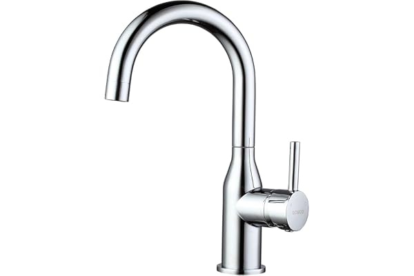 WOWOW Bar Sink Faucet Chrome Modern Single Handle Bar Faucet 1 Hole Small Kitchen Sink Faucet 360 Swivel RV Sink Faucet Mini