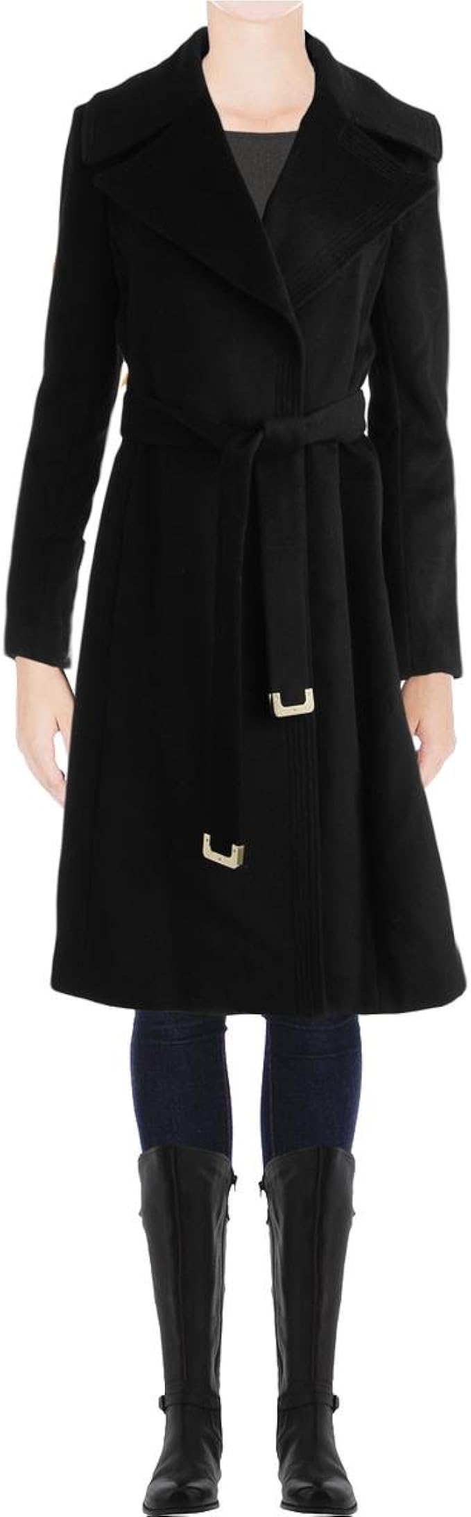 Buy Diane Von Furstenberg Women's Belted Wool Coat, Black, 2 at Amazon.in