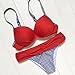 EVALESS Women Swimwear Shoulder Strappy Push Up Padded Two Piece Bikini Swimsuit Red Small 4 6