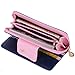Weeno WN01QB005A, Women's Multi-Card Wallet Clutch Purse Two Fold Long Zipper Organizer Card Holder, Dark Blue