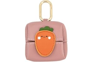 GBHKPLFO Mini Coin Purse Keychain - Cute Cartoon Bluetooth Headset & Lipstick Organizer Pouch, PU Leather Small Cosmetic Bag for Earphones, Coins, Keys (Carrot)