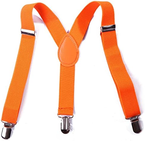 PenSan Boys Funky Desig Solid Color Adjustable Elastic Y-Back Clip Suspenders (Orange)