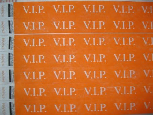 50 VIP Neon Orange Consecutively Numbered Tyvek Wristbands 3/4 Inch