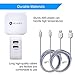Dual Port USB Wall Charger 5V/ 4.8A with 6FT Lightning Cable & 6FT Micro USB Cord – Fast Travel Wall Charger with Smart Technology, Foldable Plug for iPhone / iPad / Samsung / Moto / Blackberry