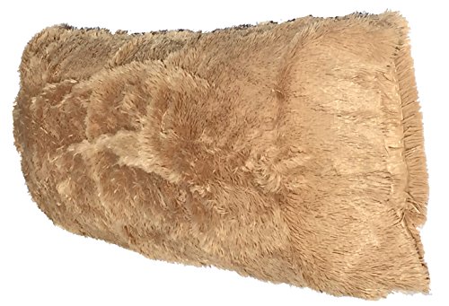 Luxurious Faux Fur Body Pillow Cover with Long Hair, Removable with Sturdy Zipper Closure, Ultra Soft, Fit up To 20 X 54 Body Pillow (Choice of Black, Off White, Pink, Turquoise and Caramel) (CARAMEL) - Thumbnail 4