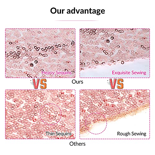 Rose Gold Table Runner,10 Pack Glitter Rose Gold Table Runner for Party Supplies Birthday Wedding Engagement Bridal Baby Shower Celebration Decorations 12 X 108 Inch Rose Gold Table Runner Sets