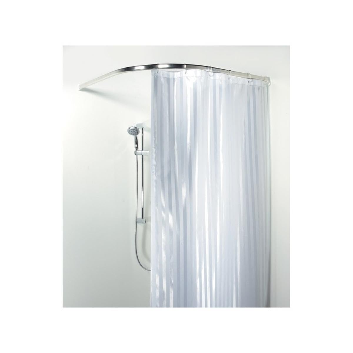 Spirella Ova Rondo Bright Finish Curved Corner Enclosure Aluminium Chrome Shower Curtain Rail Enclosure Size 90 cm x 90 cm Diameter 30 mm x 17 mm