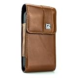 CASE123® MPS Mk II TL Premium Genuine Leather Vertical Swivel Belt Clip Holster for Apple iPhone 6 (4.7 in screen) for use with Otterbox Commuter, Urban Armor Gear, TPU covers, and more - Medium Brown Cowhide