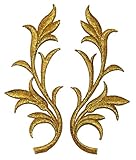 1 Pair Flower Wildflower Floral Bouquet Gold Lace DIY Applique Embroidered Sew Iron on Patch FW-048