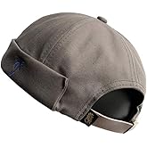 Brimless Hats Docker Cap Skull Beanie Sailor Cap Worker Hat Rolled Cuff Retro Hat with Adjustable for Men and Women