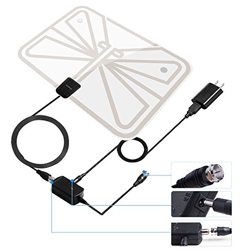 TV-AntennaIndoor-HDTV-Antenna-1080P-50-100-Mile-Range-with-Detachable-Amplifier-Signal-BoosterUSB-Power-Supply-and-165FT-High-Performance-Coax-Cable-Transparent-Appearance-2018-New-Version