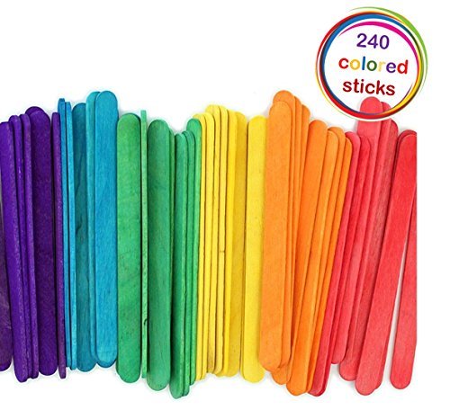 SALE!! kedudes Popsicle Wood Colored Craft Stick, 4-1/2-Inch - Pack of 240 - Ideal for crafters, teachers, and students.