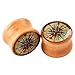Longbeauty 4 Pair Vintage Handmade Organic Wood Double Flared Saddle Tunnel Ear Plugs Expander Gauges 8MM