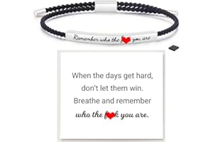 LIU JUN Remember Who The F You Are Motivational Tube Bracelet For Women, Adjustable Hand Bradied Wrap Stainless Steel To My Daughter/Best Friend Inspirational Gifts Teen Girls Jewelry