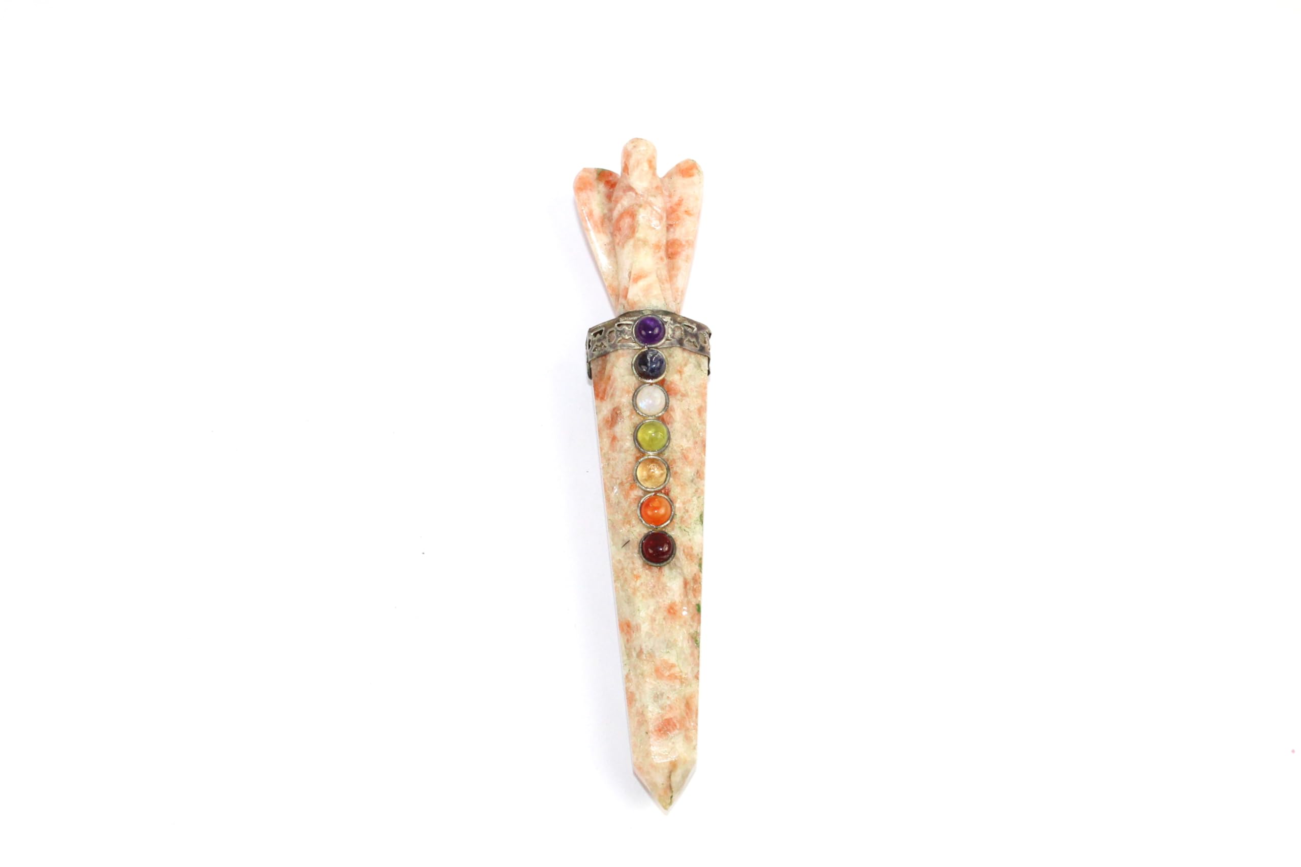 Jet International Energized Sunstone Angel Chakra Wand Stick Approx. 5-6 inch Charged Cleansed Programmed Pure Genuine Stick Free Booklet Crystal Therapy Balancing Image is JUST A Reference