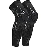 Kuangmi Knee Pad and Shin Guard Sleeve for Basketball, Wrestling, Soccer, Volleyball, Sports, Daily Support (Black-Pair, Large)