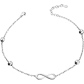 DAOCHONG Anklet for Women S925 Sterling Silver Adjustable Foot Heart Lotus Infinity Moon Srars Flower Pearl Multilayer Layered Ankle Bracelet Beach Jewelry