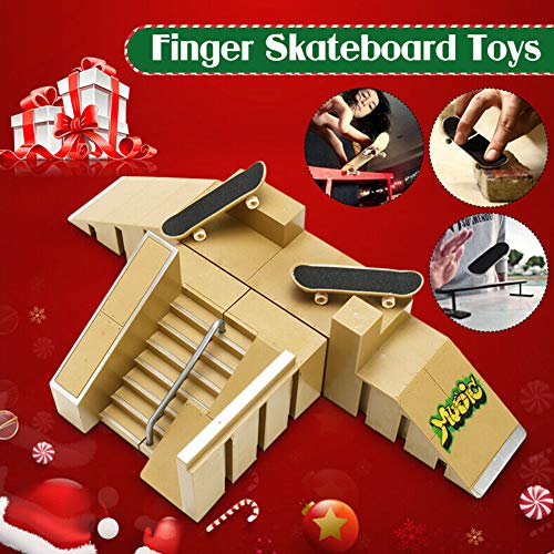 Skate Park Kit Ramp Parts,Mini Fingerboard Rails Starter Kit for Finger Skateboard Ultimate Parks Training Props for Tech Deck Circuit Board(41.5x21x9.5cm) - Thumbnail 4