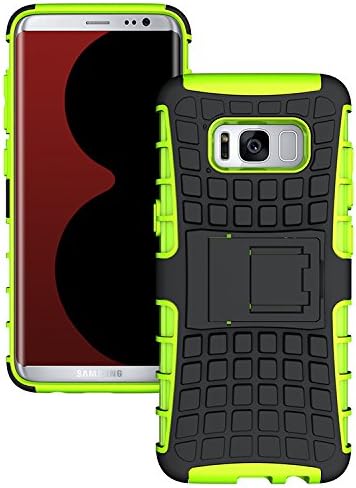 Galaxy S8 Case, DLF Case [ Shockproof ] Samsung Galaxy S8 Case Heavy Duty Rugged Dual Layer TPU Textured Non Slip Reinforced Polycarbonate Hybrid Case for Samsung Galaxy S8 with Kickstand (Green)
