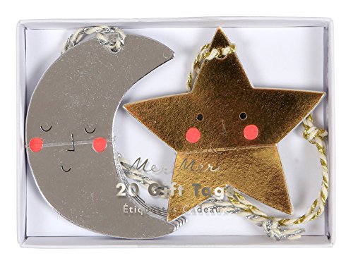 Meri Meri Moon and Stars Gift Tags 65-0188, Set of 20 in 2 Designs