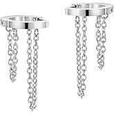 18g Cartilage Hoop Earring Surgical Steel Helix Piercing Jewelry 18 Gauge Piercing Earrings for Women Double Chain Design Hoop Earrings 9mm