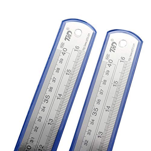 Grekywin 3 Pcs 16 inches Stainless Steel Straight Ruler, Extra Long Ruler, Double Scale, Office Drawing Measuring