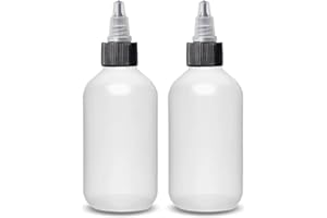 ljdeals 2 oz Plastic Squeeze Bottles with Twist Top Caps, Refillable Containers for Shampoo, hair color, Lotions, condiments, glues, craft, sauce and more, Pack of 2, BPA Free, Made in USA