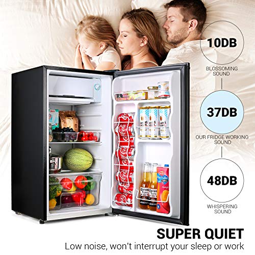 TACKLIFE Small Refrigerator 3.2 cu.ft Super Quiet, Mini Fridge with